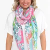 Scarves<Enhance Lusa Pink Abstract Scarf