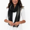 Scarves<Lemon Tree Lydia Black Stripe Metallic Scarf
