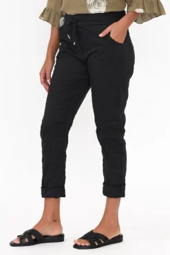Pants<La Strada Lyle Black Cotton Blend Stretch Pant