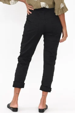 Pants<La Strada Lyle Black Cotton Blend Stretch Pant