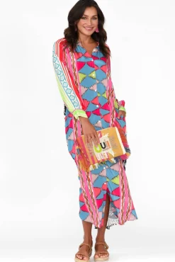 Maxi Dresses<Italian Star Maeva Blue Aztec Shirt Dress