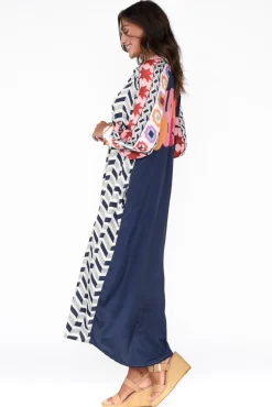 Maxi Dresses<Italian Star Maeva Navy Geometric Shirt Dress
