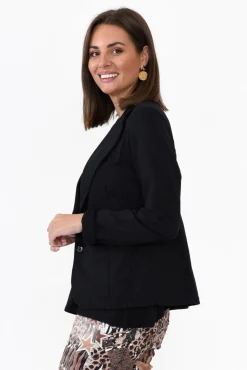 Jackets<Italian Star Maha Black Cotton Relaxed Blazer