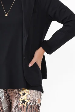 Jackets<Italian Star Maha Black Cotton Relaxed Blazer