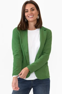 Jackets<Italian Star Maha Green Cotton Relaxed Blazer