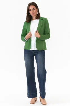 Jackets<Italian Star Maha Green Cotton Relaxed Blazer