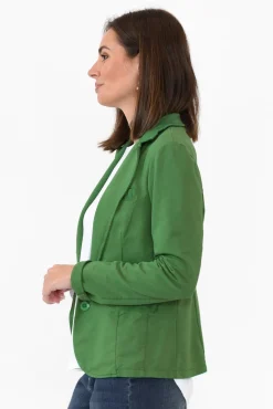 Jackets<Italian Star Maha Green Cotton Relaxed Blazer