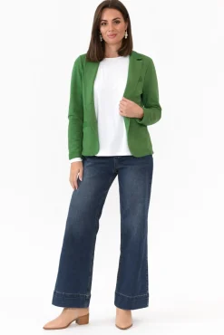 Jackets<Italian Star Maha Green Cotton Relaxed Blazer