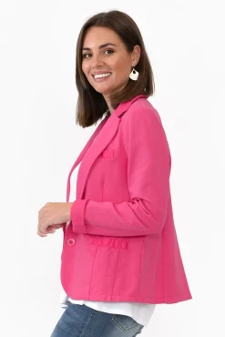 Jackets<Italian Star Maha Hot Pink Cotton Relaxed Blazer