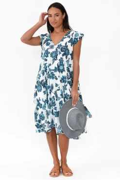 Cotton Dresses<Mozaic Maheno Blue Garden Cotton Dress