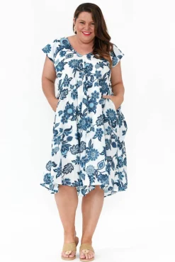 Cotton Dresses<Mozaic Maheno Blue Garden Cotton Dress
