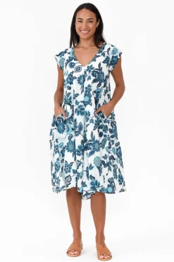 Cotton Dresses<Mozaic Maheno Blue Garden Cotton Dress