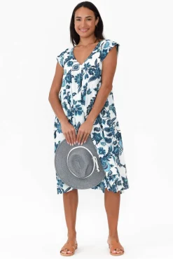 Cotton Dresses<Mozaic Maheno Blue Garden Cotton Dress