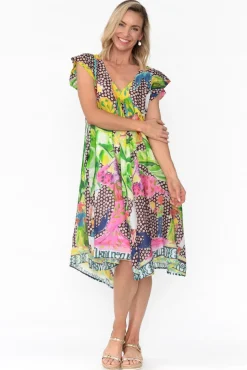 Cotton Dresses<Mozaic Maheno Brown Tropical Cotton Midi Dress