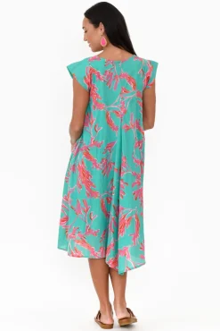 Cotton Dresses<Mozaic Maheno Turquoise Coral Cotton Dress