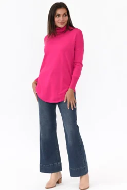 Knitwear<Betty Basics Maison Pink Roll Neck Knit Jumper