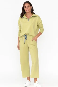 Cotton Tops<One Ten Willow Malak Green Half Zip Jumper
