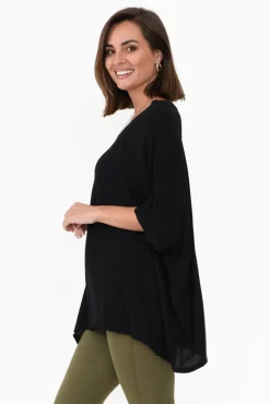 Sleeved Tops<Slate the Label Mali Black Drape Top