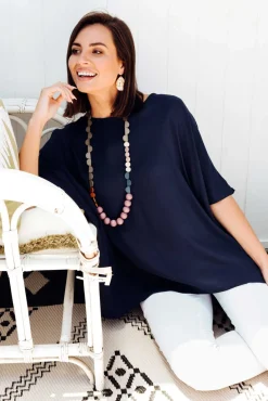 Sleeved Tops<Slate the Label Mali Navy Drape Top