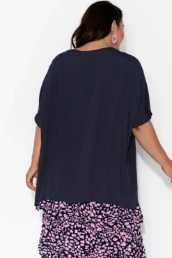 Sleeved Tops<Slate the Label Mali Navy Drape Top