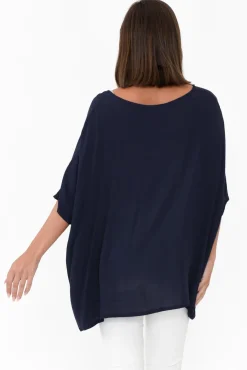 Sleeved Tops<Slate the Label Mali Navy Drape Top