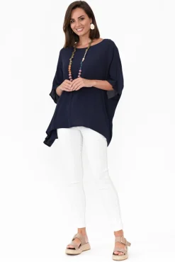 Sleeved Tops<Slate the Label Mali Navy Drape Top