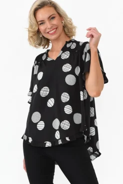 Sleeved Tops<Willow Tree Malika Black Spot Frill Top