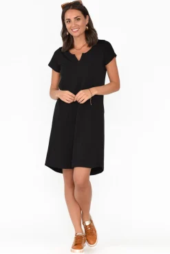 Cotton Dresses<One Ten Willow Mandy Black Cotton Tee Dress