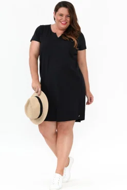 Cotton Dresses<One Ten Willow Mandy Black Cotton Tee Dress