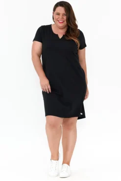 Cotton Dresses<One Ten Willow Mandy Black Cotton Tee Dress