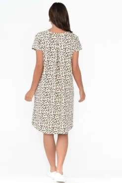 Cotton Dresses<One Ten Willow Mandy Brown Leopard Cotton Tee Dress