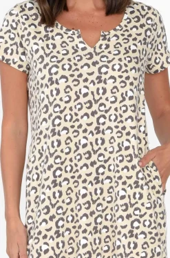 Cotton Dresses<One Ten Willow Mandy Brown Leopard Cotton Tee Dress