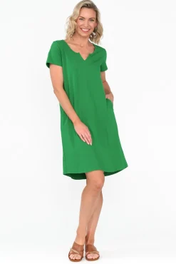 Cotton Dresses<One Ten Willow Mandy Green Cotton Tee Dress