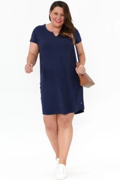 Cotton Dresses<One Ten Willow Mandy Navy Cotton Tee Dress