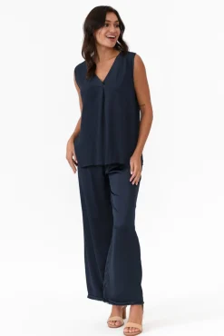 Sleeveless Tops<Italian Closet Manning Navy Gloss Top