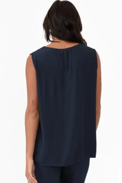 Sleeveless Tops<Italian Closet Manning Navy Gloss Top