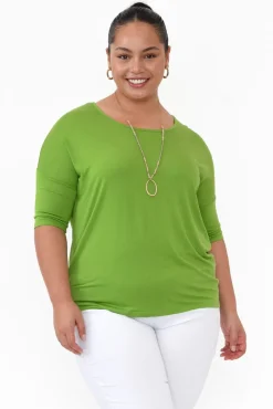 Sleeved Tops<Betty Basics Marbella Green Scoop Neck Tee