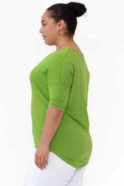 Sleeved Tops<Betty Basics Marbella Green Scoop Neck Tee