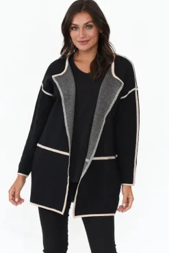 Cardigans<Willow Tree Marcus Black Cotton Cardigan