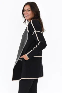 Cardigans<Willow Tree Marcus Black Cotton Cardigan