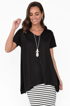 Cotton Tops<Tirelli Marcy Black Drape Cotton Top