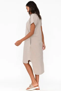 Linen Dresses<Cali and Co Mareli Natural Linen Blend Dress