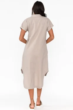 Linen Dresses<Cali and Co Mareli Natural Linen Blend Dress
