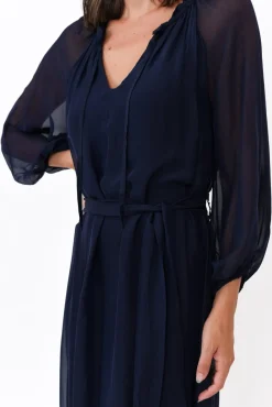 Maxi Dresses<La Strada Margo Navy Silk Maxi Dress