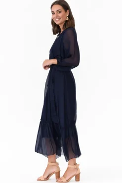 Maxi Dresses<La Strada Margo Navy Silk Maxi Dress