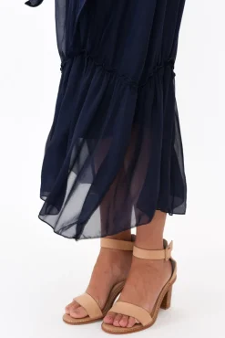 Maxi Dresses<La Strada Margo Navy Silk Maxi Dress
