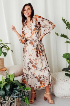 Maxi Dresses<La Strada Margo Rust Leaf Silk Maxi Dress