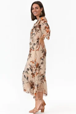 Maxi Dresses<La Strada Margo Rust Leaf Silk Maxi Dress
