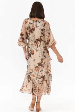 Maxi Dresses<La Strada Margo Rust Leaf Silk Maxi Dress