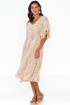 Midi Dresses<Cali and Co Marianna Brown Animal Pocket Dress